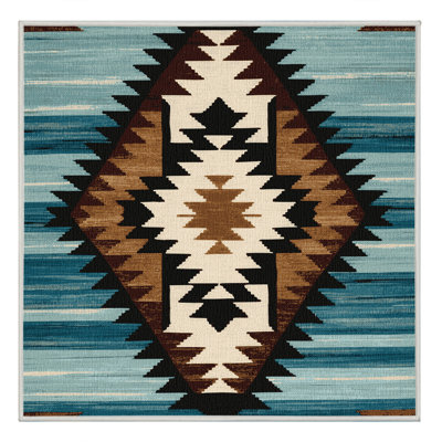 Washable Storm Pattern Southwestern Area Rug