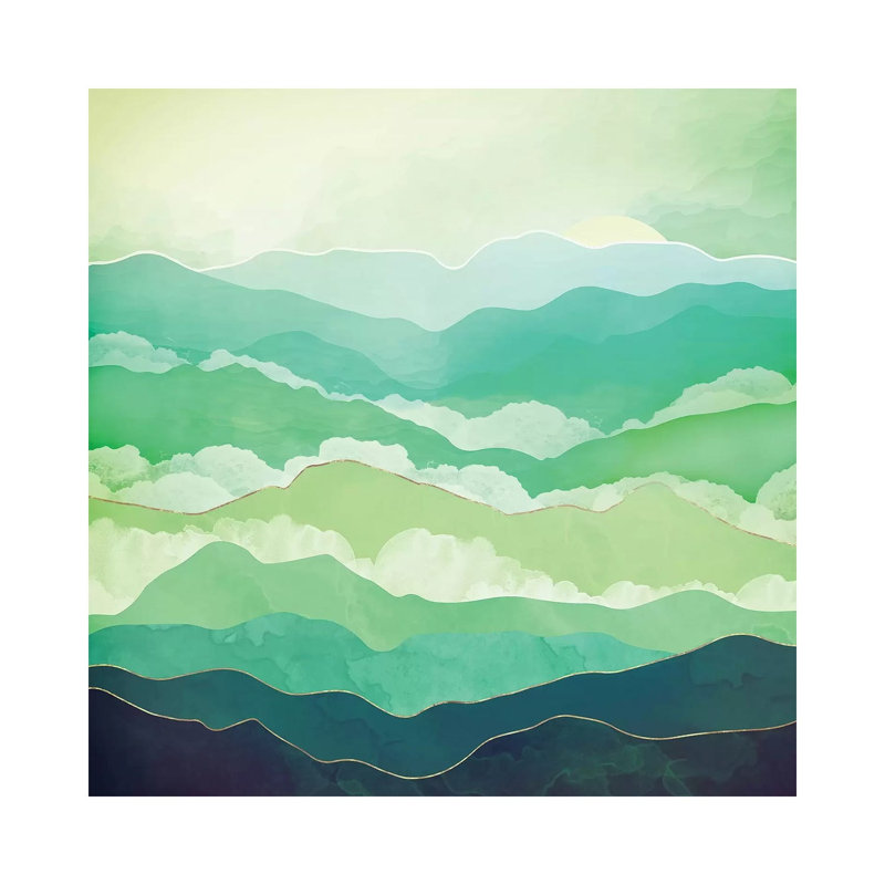 Emerald Spring - impression d'art graphique, Aucun mat, Toile tendue, H 12 po x l 12 po x P 0,75 po