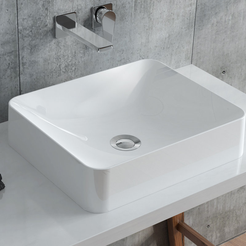 Lavabo vasque de salle de bain rectangulaire en marbre blanc 18 "Martini, résistant aux rayons UV, aux taches et aux ébréchures