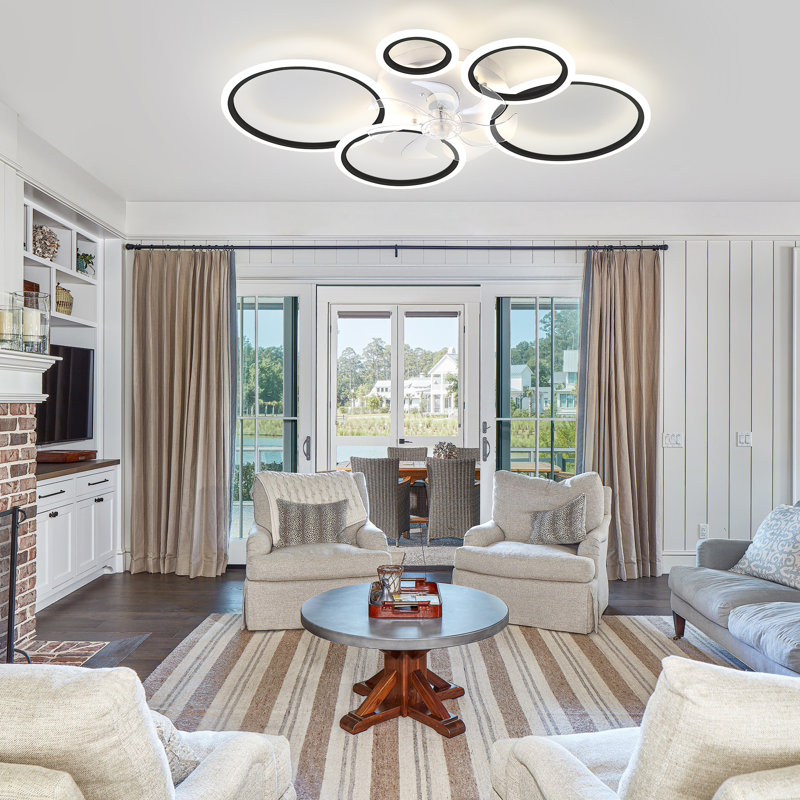 Ventilateur de plafond réversible à intensité variable de 39,4 po avec lumières DEL et télécommande Debrann, Noir