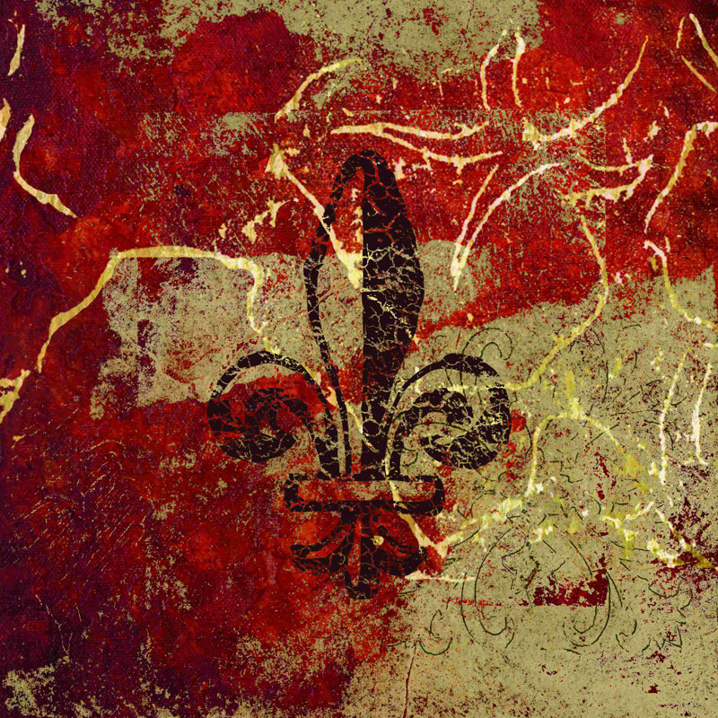 Fleur de lis craquelé - impression sur toile tendue, H 12 po x l 12 po