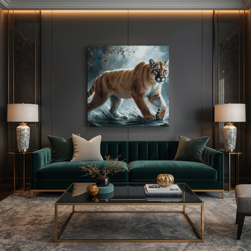 «Big Cats Eastern Cougar», art mural sur toile grise, H 16 po x l 16 po