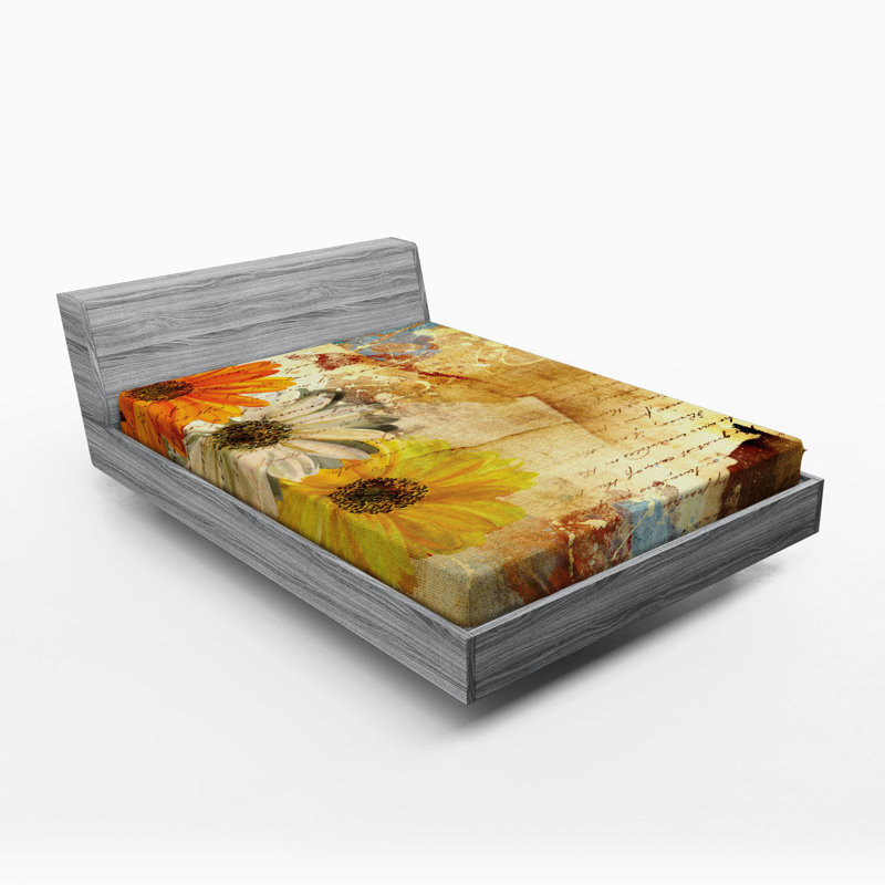 Microfiber Floral Fitted Sheet, Full Fitted Sheet