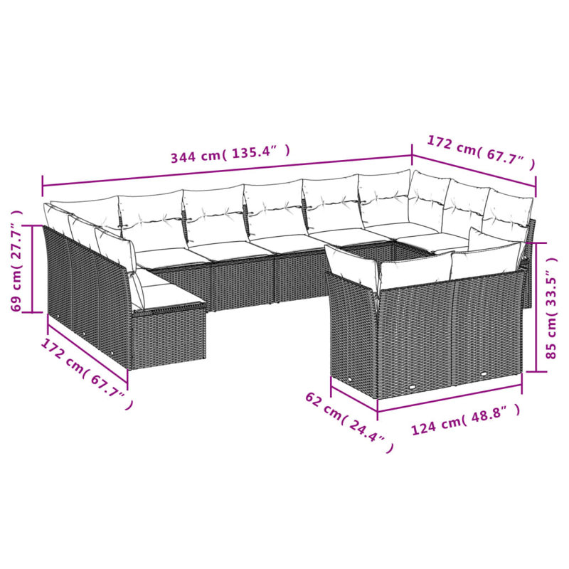 Ensemble de canapé de jardin Vidaxl