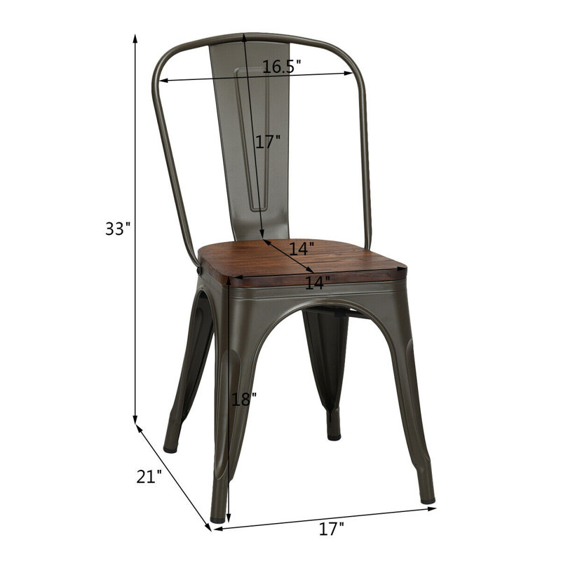 Demitrius Elm Solid Wood Counter Stool, Copper