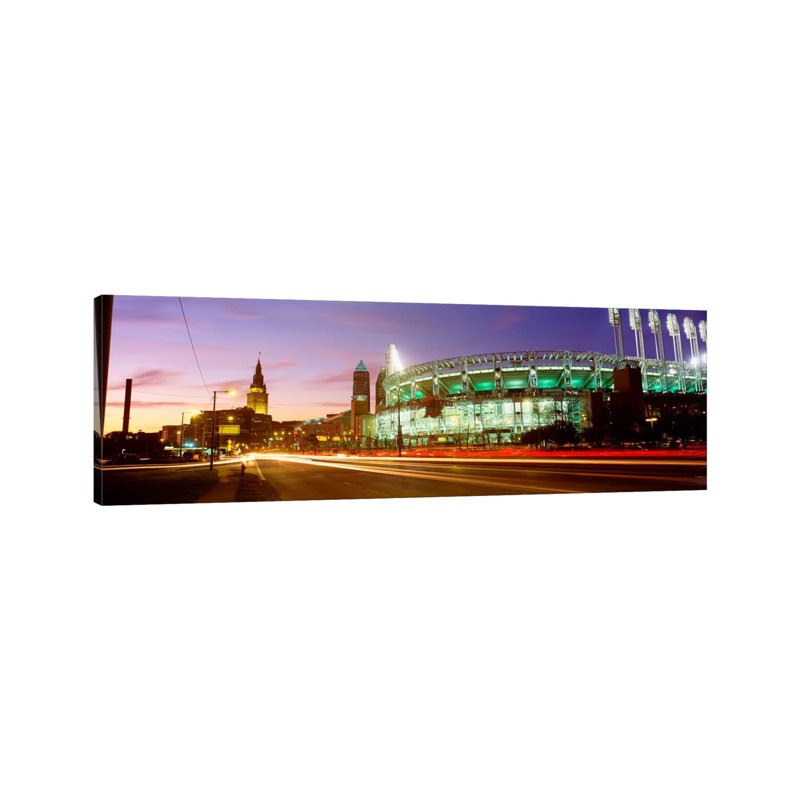 Low Angle View Of A Baseball Stadium, Jacobs Field, Cleveland, Ohio, USA - Wrapped Canvas Panoramic Print