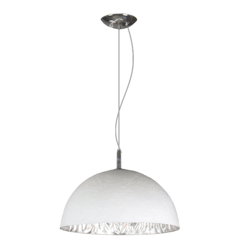 Boggs 1 - Light Bowl Pendant, 38cm diamter, White/Silver
