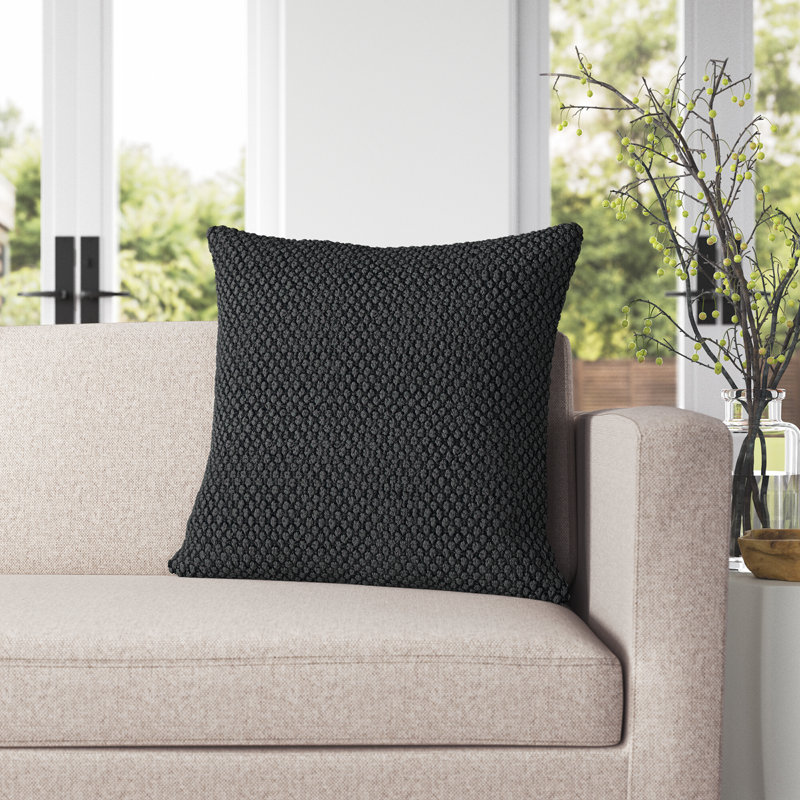 Saskia Cotton Throw Pillow Cover & Insert, Black