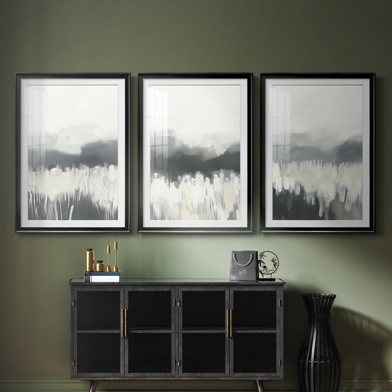 LANDSCAPES Series LX  -Custom Framed  Premium Print W Matt - 3 Pieces, Black, 19" H x 27" W