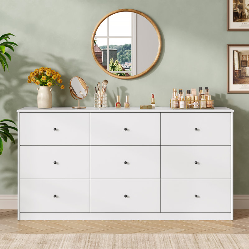 Commode 9 tiroirs Pilou, Blanc