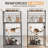 Kitchen Bakers Rack with Power Outlet, Small Microwave Stand with Adjustable Storage Shelves, Coffee Bar Table with 5 Hooks, 4 Tiers Kitchen Coffee Stand Station for Small Space-1476284046