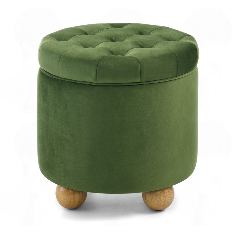 Repose-pieds rond avec rangement, Vert