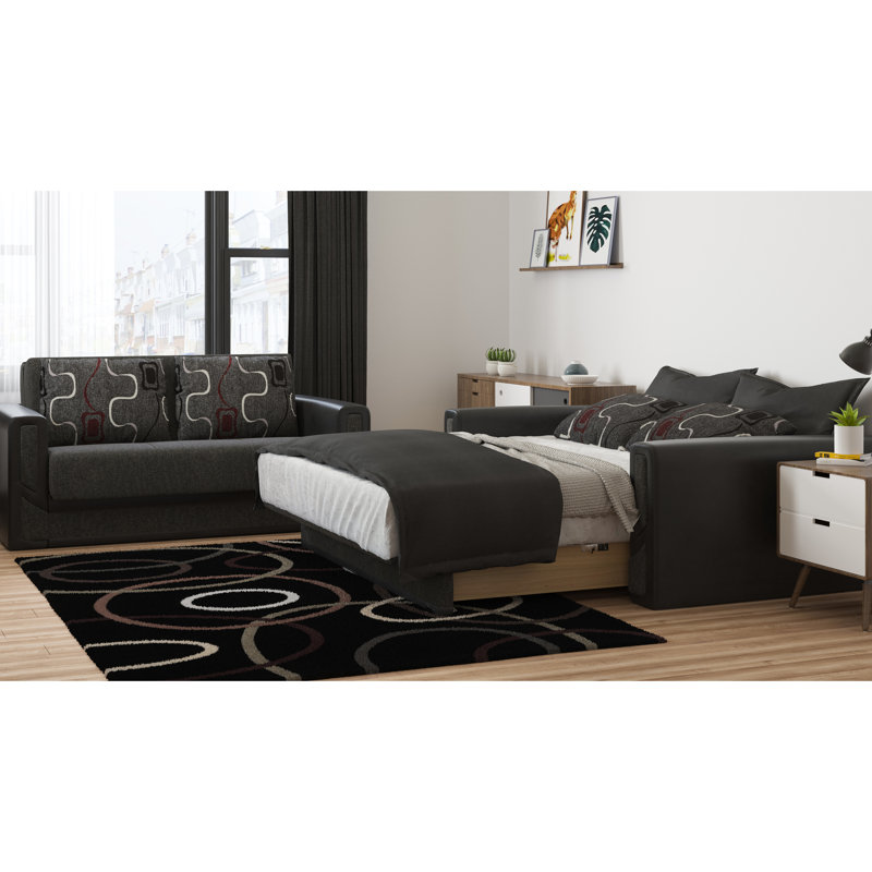 Canapé-lit rembourré gris avec rangement intégré - Ajoutez du style à votre espace de vie pour plus d'efficacité