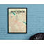 Ann Arbor City Map, reproduction d'impression sur affiche en beige-24705823