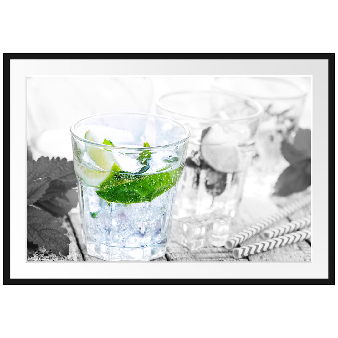 Gerahmtes Poster Mojito-Gläser mit Minze