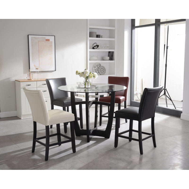 Upholstered Back Counter Height Barstool Cream White, White, Counter Stool (24" Seat Height)