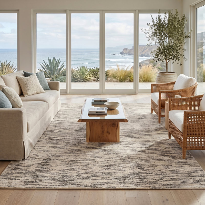 Chappelka Modern Abstract Hand-Hooked New Zealand Wool Area Rug, Rectangle 9' x 12'