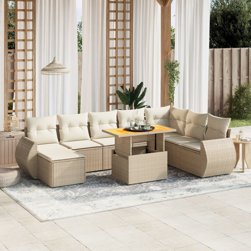 Vidaxl Garden Sofa Set , Cream White, Beige