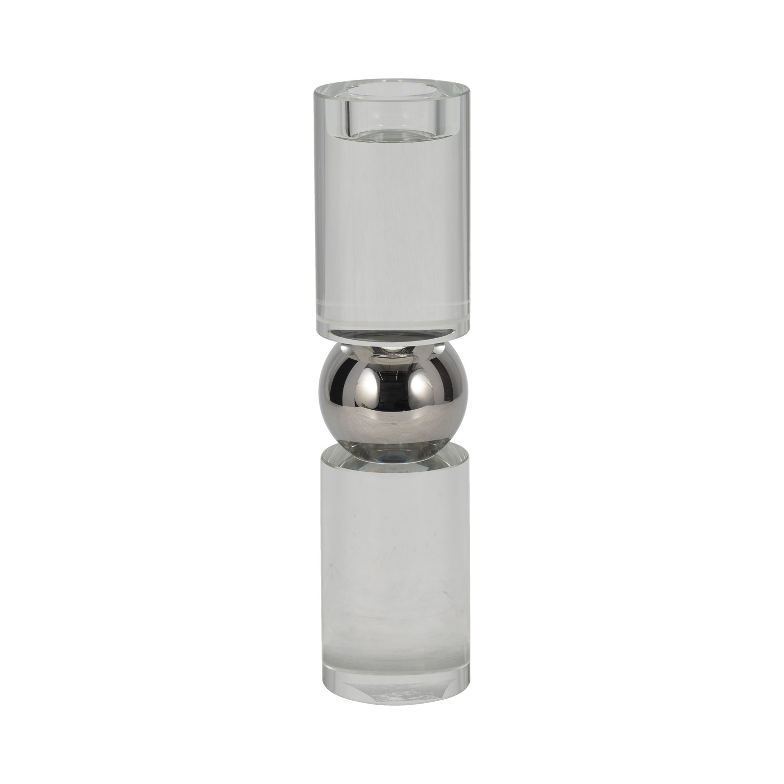Joss & Main Riter Crystal Candlestick, Silver, 11" H x 3" W x 3" D