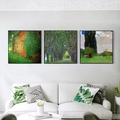 Ensemble de 3 toiles encadrées par Gustav Klimt Wall Art Series # 7 Living Office Home Decorations