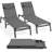 Ajoku 2 PCS Aluminum Fully Assembled Outdoor Chaise Lounge With 5 Position Adjustable Backrest and Pillow-1103284047