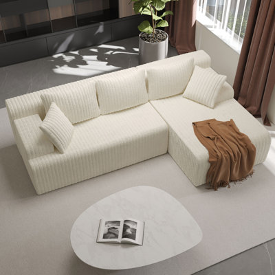 Boneless 96" L-Shaped Boneless Modular Cloud Couch Sectional Sofa