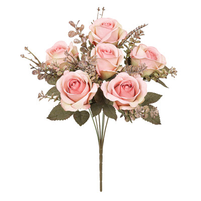 Artificial Rose Flower Stem Bush Bouquet