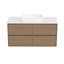 Meuble-lavabo mural simple 48 po avec comptoir en quartz blanc et lavabo en céramique, chêne naturel