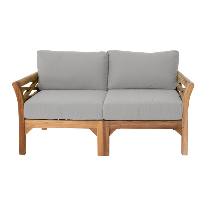 Monterey Teak Outdoor Loveseat with Sunbrella Cushions, Granite