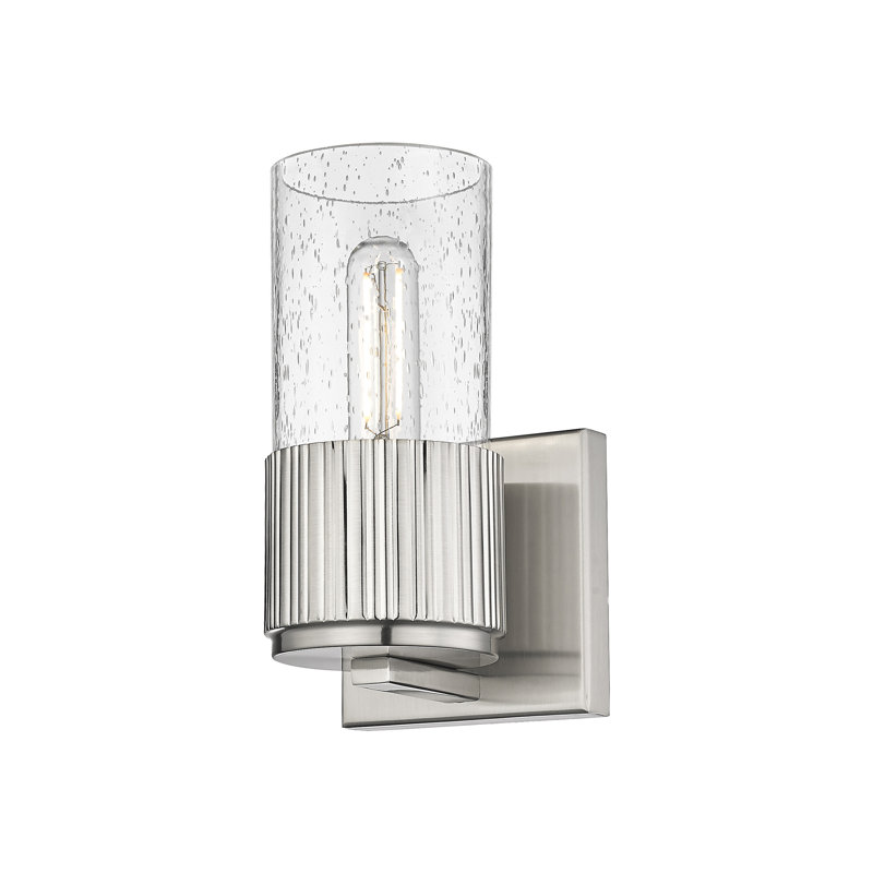 Applique murale 1 lumière 12 "Bolivar, Bullé, H 7,5 po x l 5,1 po x P 4 po, Nickel satiné