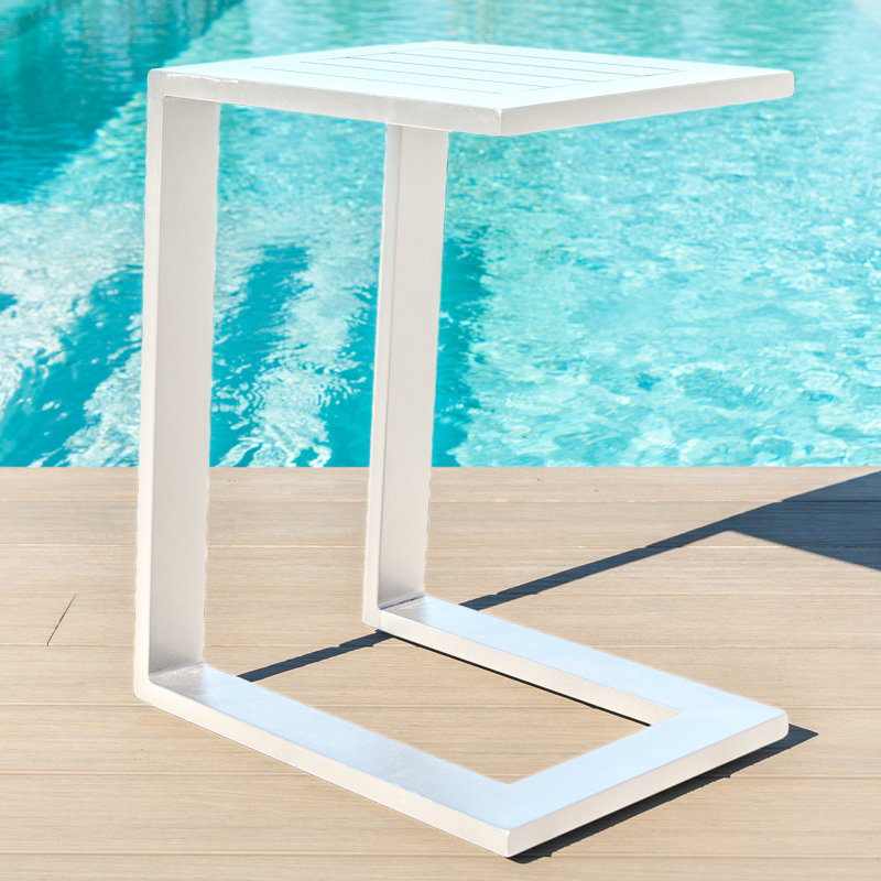 Birgitta Outdoor Fabric Aluminium Side Table - White
