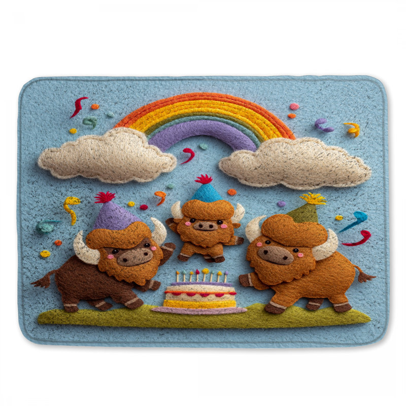 Tapis de bain Felt Buffalo Birthday Party, L 34 po x L 21 po