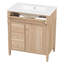 Meuble-lavabo simple 30 po avec lavabo en céramique, fermeture en douceur, tiroir rabattable, bois massif et panneau de fibres à densité moyenne pour les petites salles de bain