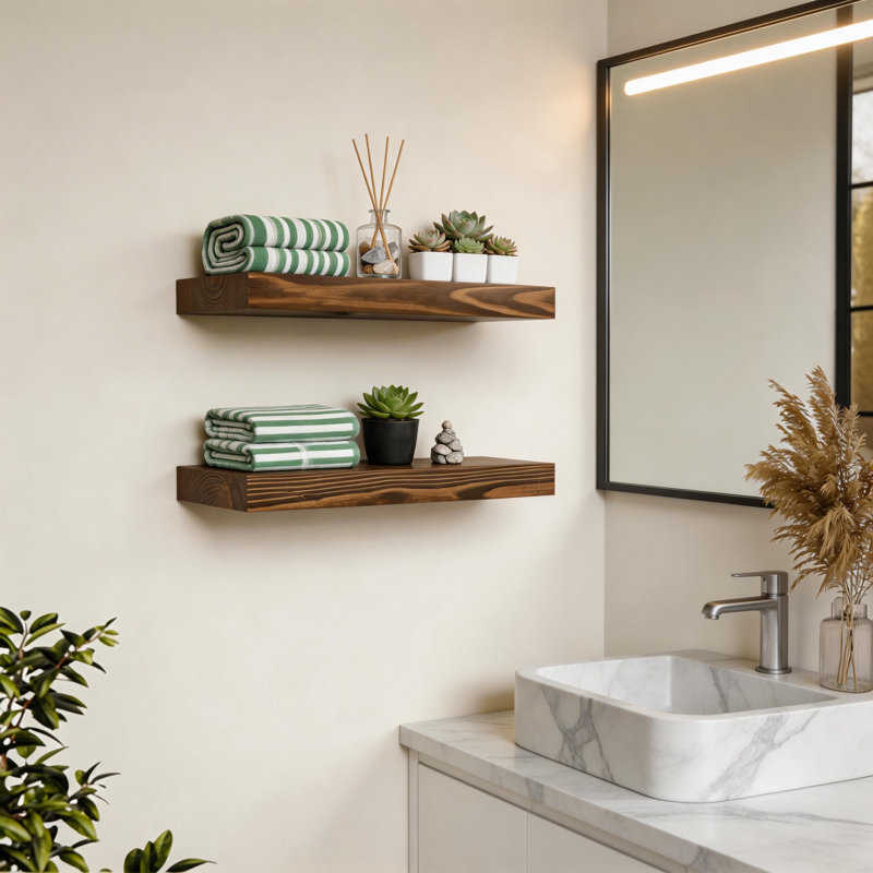 Tablette flottante murale en bois de noyer massif pour cuisine de chambre à coucher de salle de bain