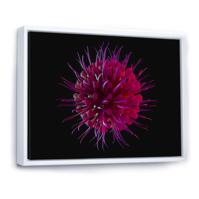 Impression sur toile mauve à motif floral cosmique, H 8 po x l 12 po x P 1,5 po, Cadre flottant blanc