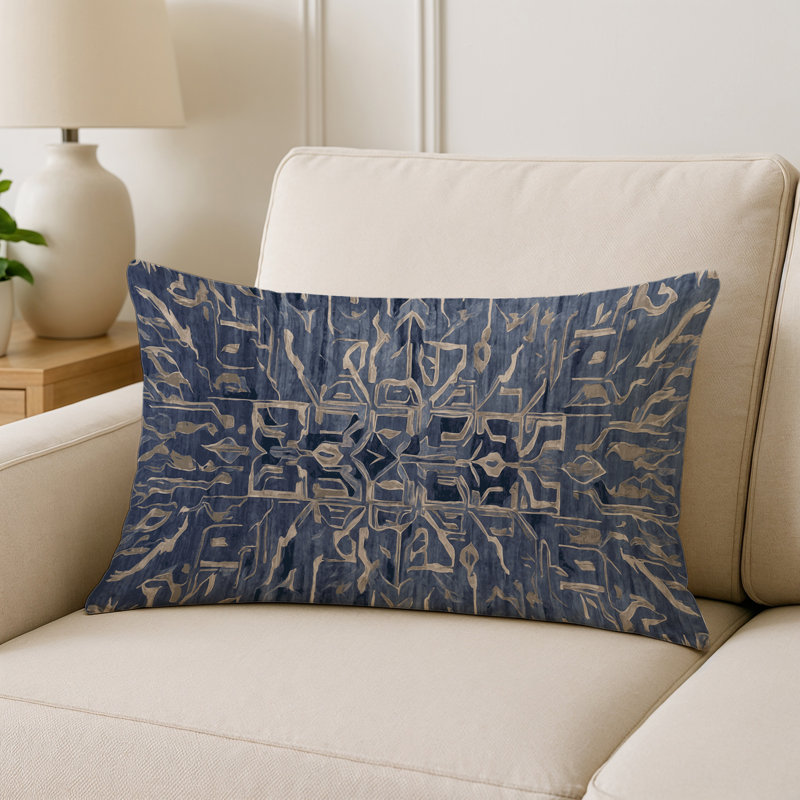 Coussin décoratif intérieur et extérieur Modern, Gris géométrique 6, Rectangle H 25 po x l 18 po