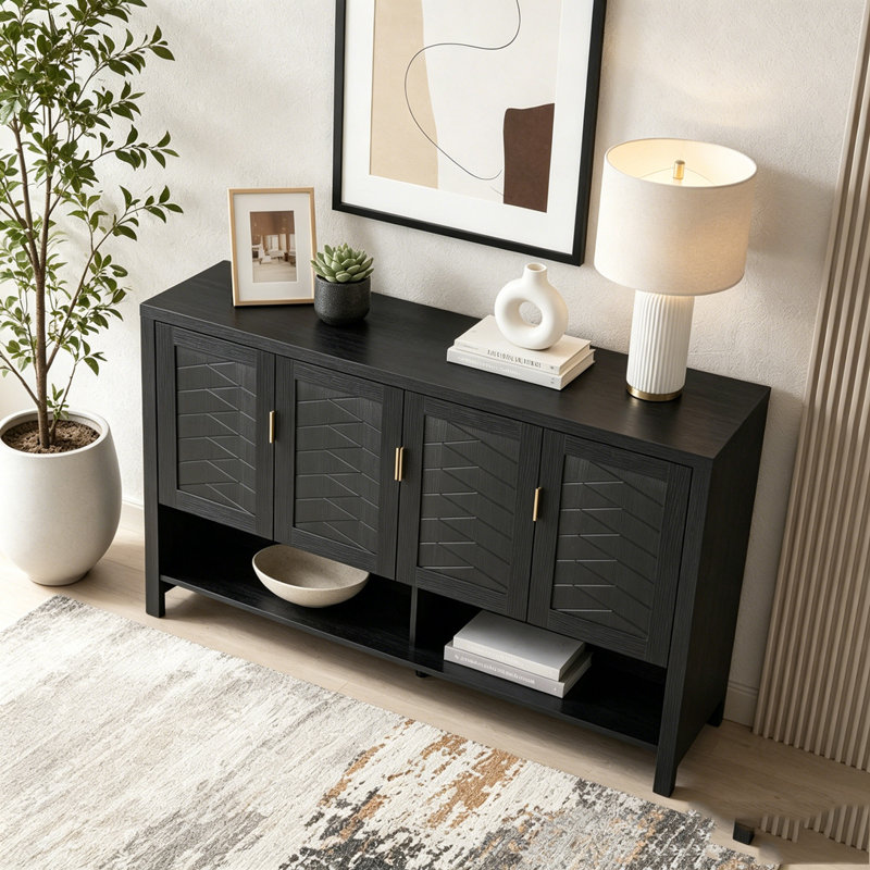 Buffet de rangement avec 4 portes, Black