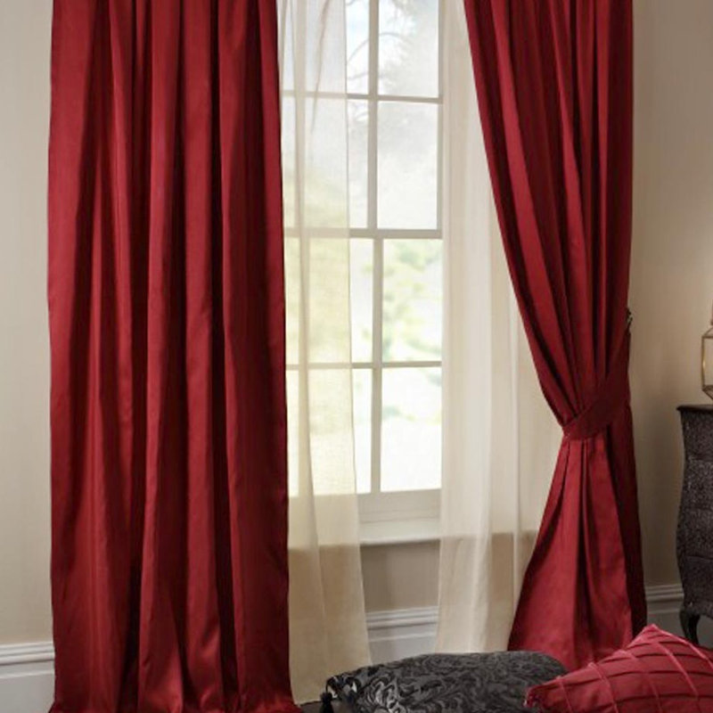 So Soft Faux Silk Curtain Window Treatment Collection, 168cm W x 229cm L, Ruby