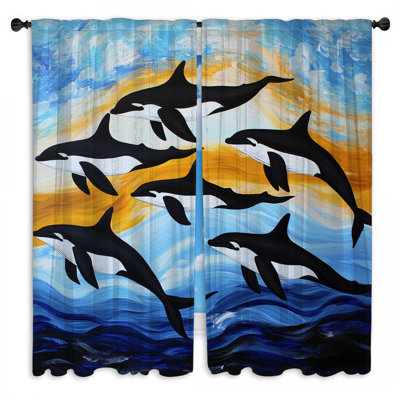 Orcas Window Curtains  Animals Sheer & Room Darkening - 2 Panels