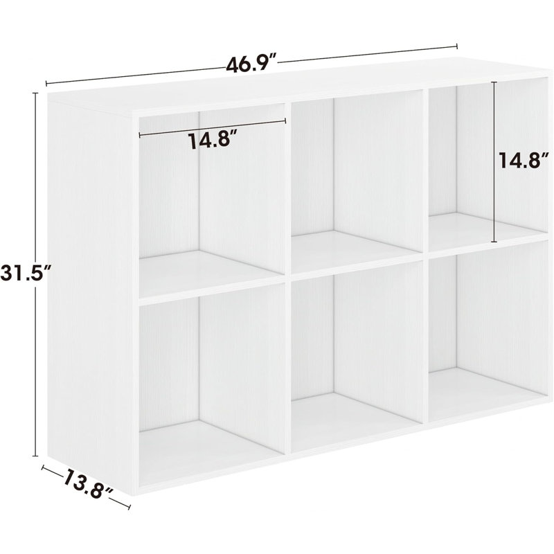 Latitude Run® Shoe Rack, 6 Compartment Open Storage Display Shoes Organizer FSSR016, Ivory White