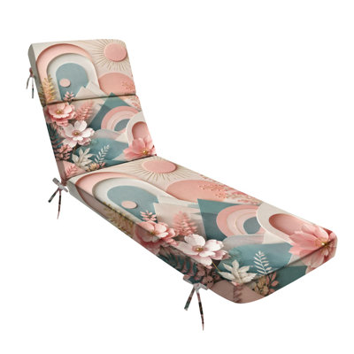 Coussin de chaise longue 3 po Peenoke L 72,5 po x l 21 po x P 3 po (siège) intérieur extérieur extérieur motif floral formes géométriques couleurs pastel