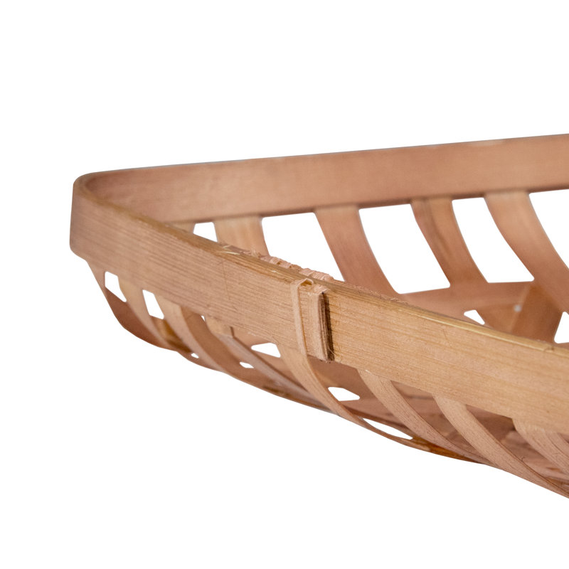 Set Of 3 Brown Rectangular Lattice Tobacco Table Top Baskets, Brown