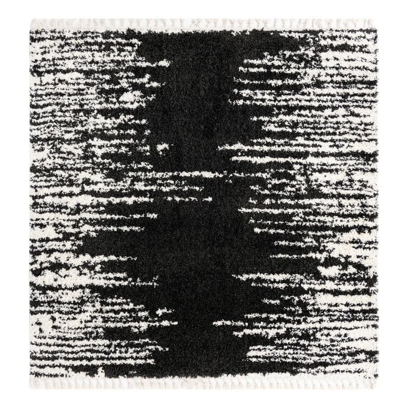 Tapis noir / blanc Knupp, Carré 7 pi 10 po