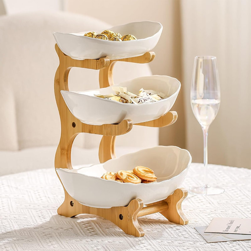 Fruit Bowl Tray For Kitchen Counter 3 Tier, White