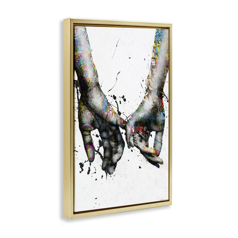 Toile flottante encadrée «Modern Splash» par Reinders, Cadre flottant métallique doré, H 25 po x l 17 po