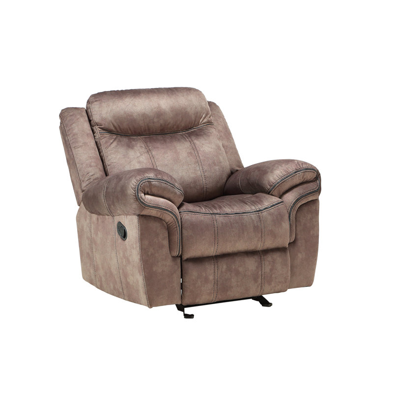 Two Tone Velvet Glider Recliner, Chocolate