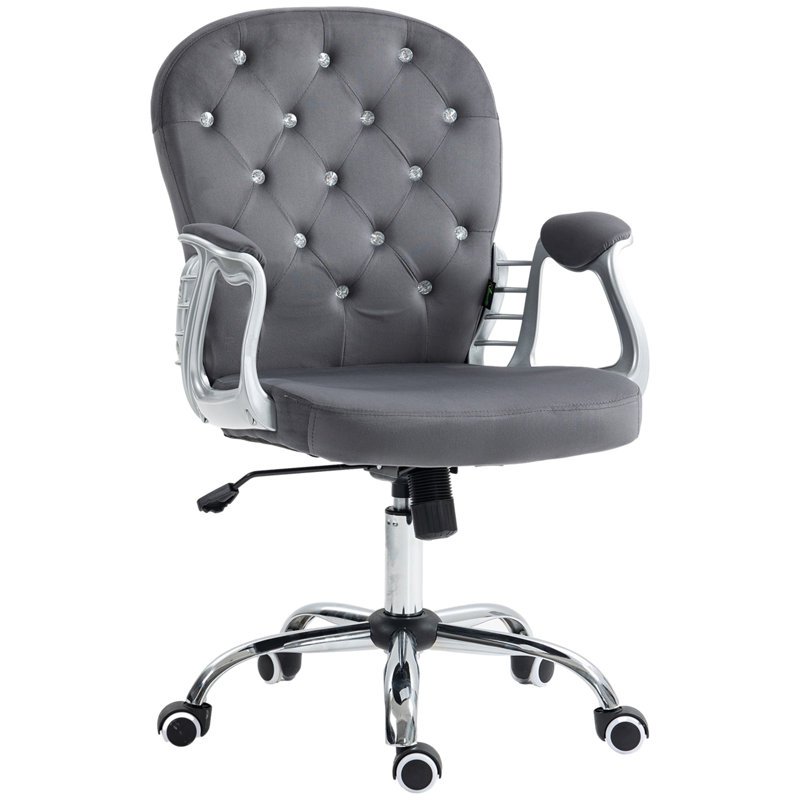 Vinsetto Velvet Home Office Chair, Dark Gray, Velvet