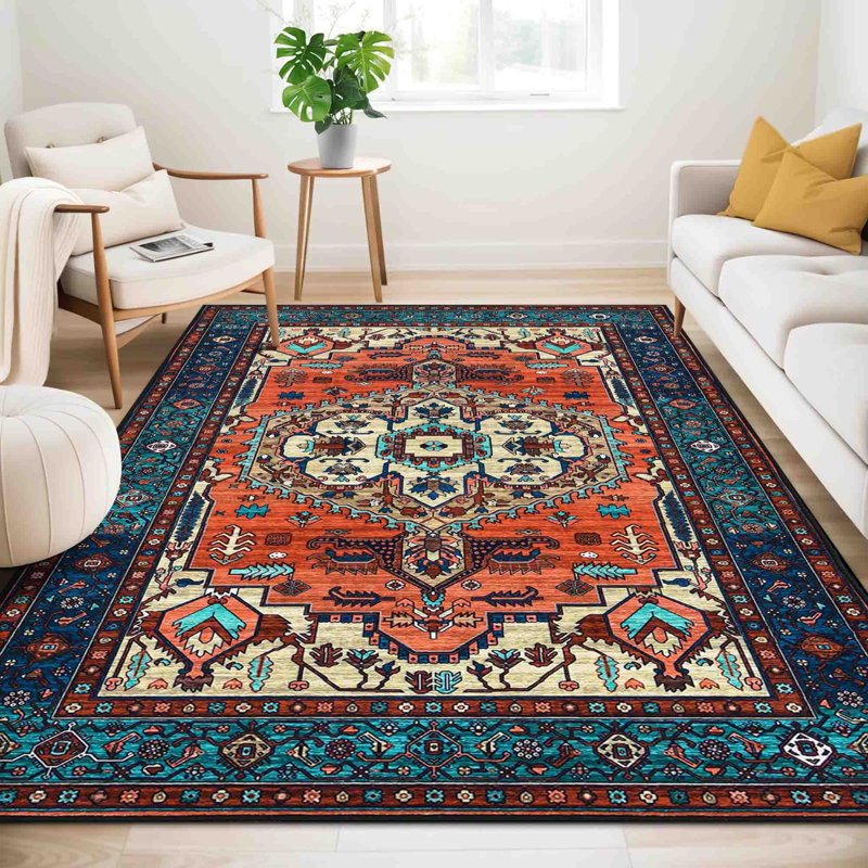 Vintage Look Flatweave 160cm X 230cm Area Rug, Vintage Terracotta