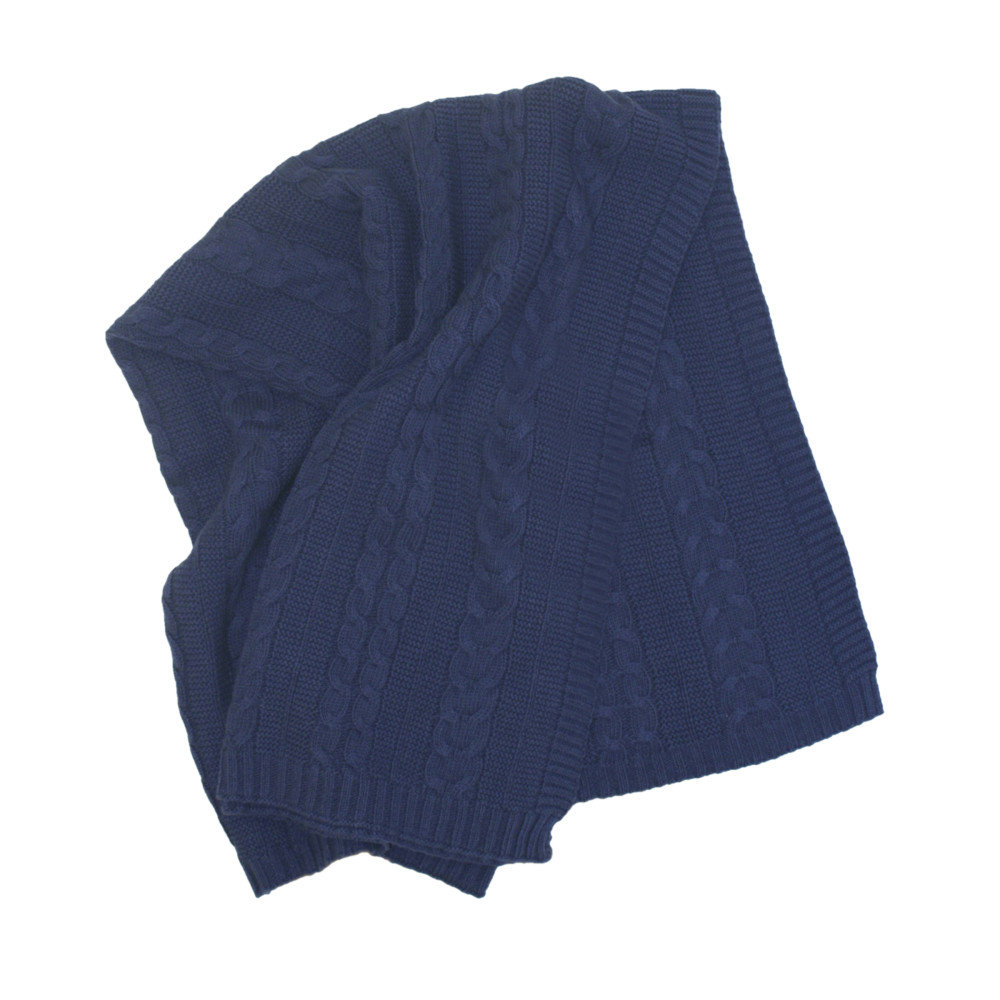 Cable Knit Baby Blanket, Navy