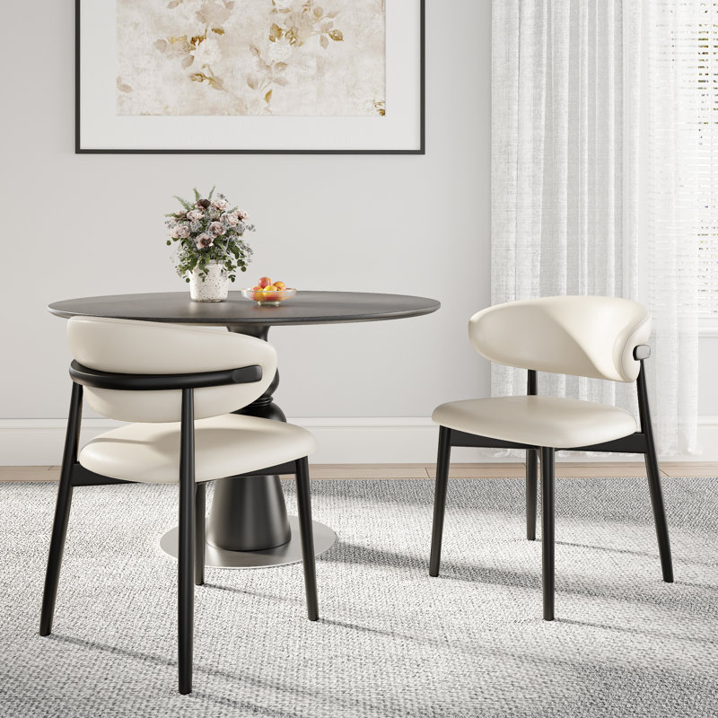 Chaises de salle à manger modernes en bois massif, chaises d'appoint rembourrées en cuir de polyuréthane, aucun assemblage requis pour la cuisine et le salon
